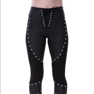 Killstar Moonlight lace-up studded leggings